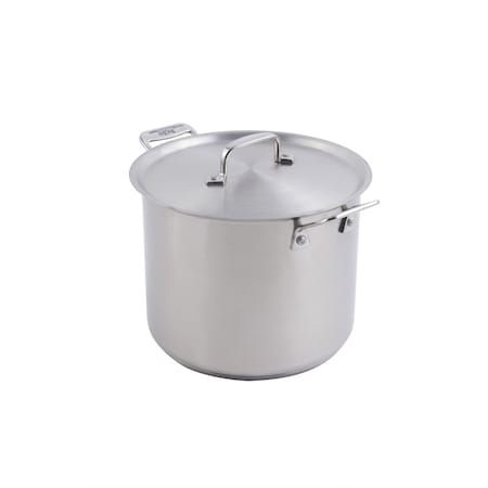 Bon Chef Cucina Stock Pot W/ Lid, Ind Btm, 9 1/2"Dia X 7 3/8"H, 2 Sq Hndls, 7 Qt 60003